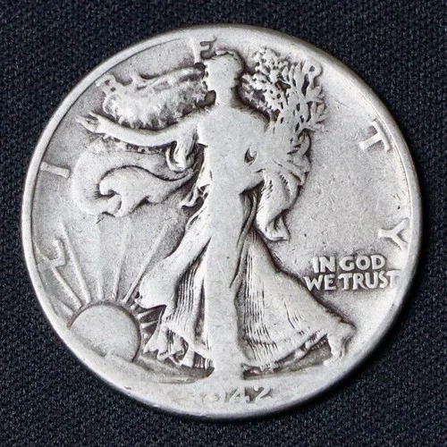 1942 Walking Liberty Half Dollar 90% Silver Fine WWII Era