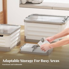 Foldable Wheeled Book Crate Large Capacity Foldable Box Trolley for Moving