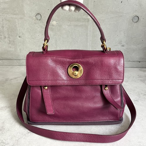 [Rare] YSL Yves Saint Laurent Muse Two Top Handle Bag Shoulder Bag Purple 2way