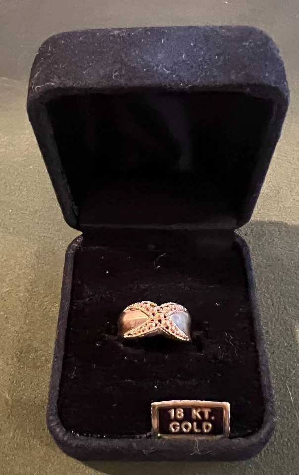 Anillo Banda Cruzada “X” Oro Amarillo 18K - 3,65 g Talla 6 Oro Sólido 18 KT con Caja Foto 2 de 4