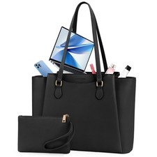 Laptop Bag for Women 15.6 Inch Work Tote Bags Waterproof Computer Bags Leathe...