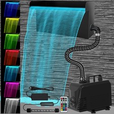 Aquamiracle Todo en 1 Estanque Cascada Kit Luces LED 8 Aliviaderos de Acero Inoxidable
