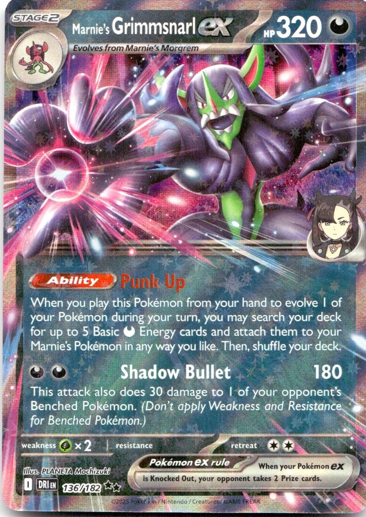 Marnie's Grimmsnarl ex Pokemon Card SV10 Destined Rivals 136/182 Double Rare NM