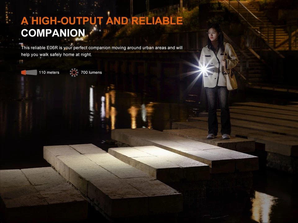 Linterna recargable Fenix E06R 700 lúmenes USB-C con luz UV y láser rojo - PL Foto 3 de 4