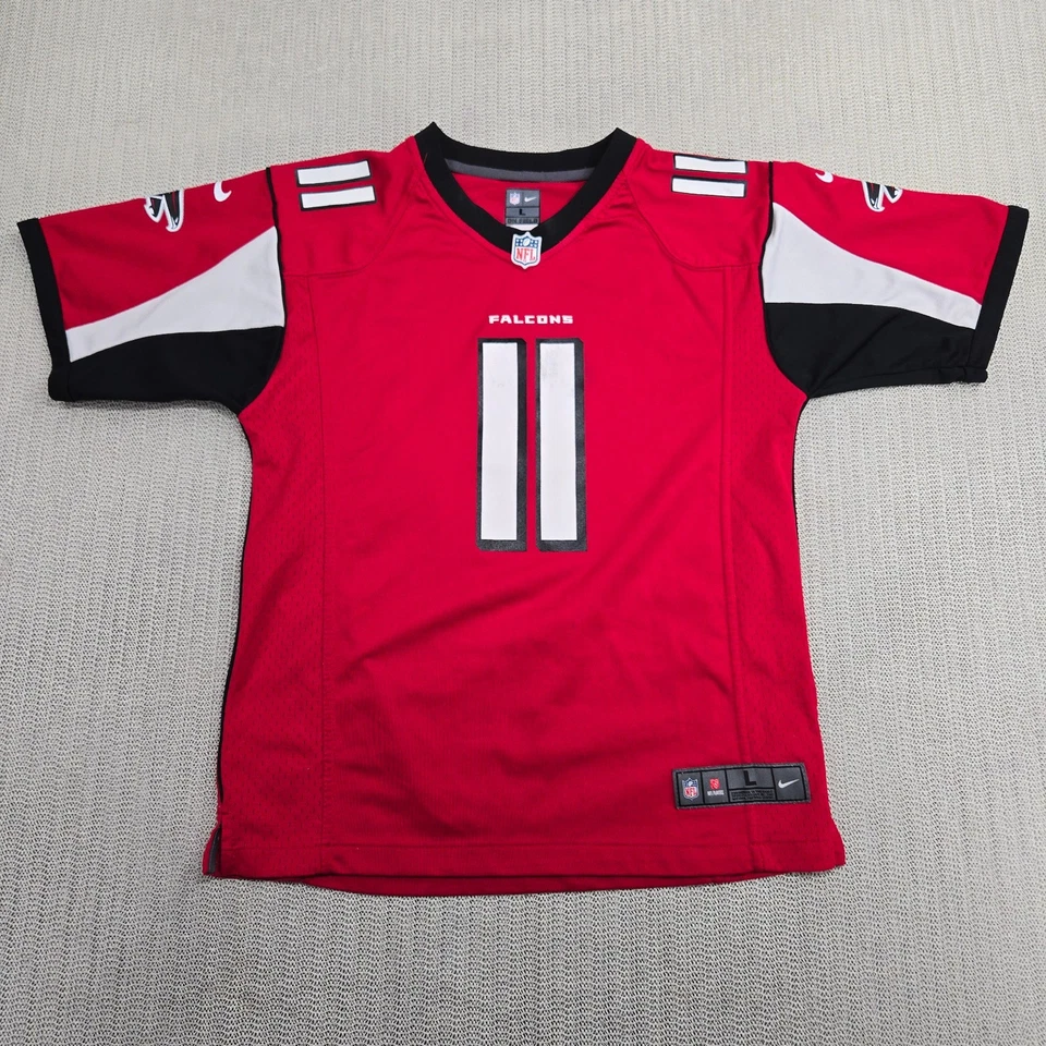 Camiseta de fútbol Nike Atlanta Falcons juvenil grande roja negra Julio Jones #11 Foto 2 de 4