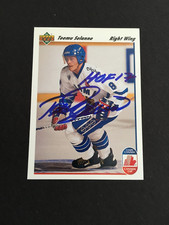 TEEMU SELANNE 1991 UPPER DECK AUTOGRAPHED ROOKIE CARD JSA AUTHENTICATED. rookie card picture