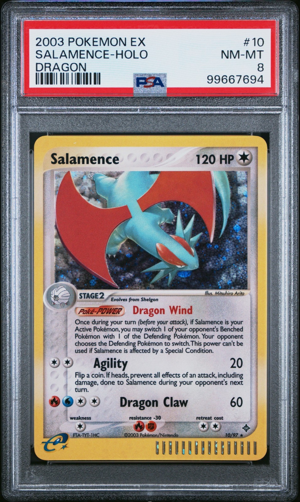 PSA 8 Salamence Holo 10/97 Dragon EX 2003 Pokemon Card