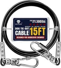 Tie Out Cable for Dogs up to 300Lbs,15Ft Extra Strong 1000Lbs Break Strength 