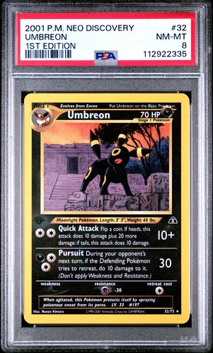UMBREON 2001 Pokemon Neo Discovery 1st Edition #32/75 PSA 8