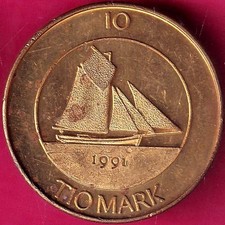 ALAND 1991 TIO MARK RARE COIN #WH95