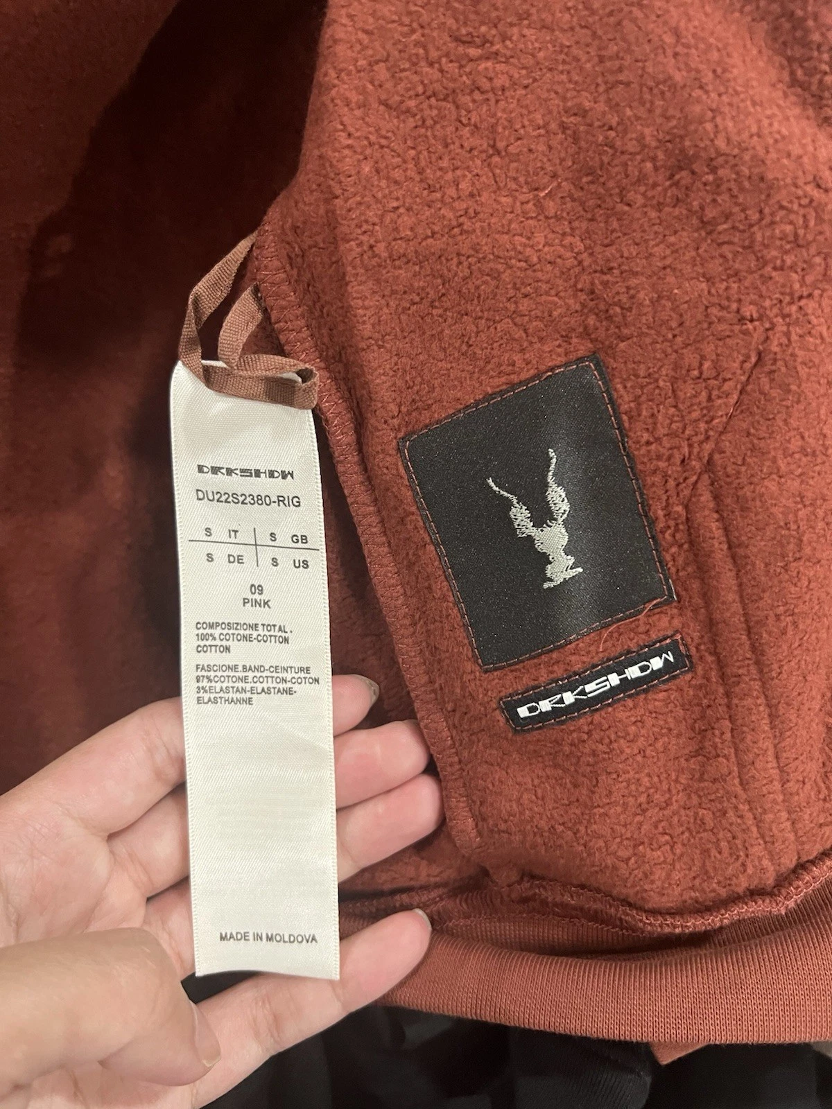 RICK OWENS Felpa con cappuccio e zip Rick Owen's Mountain taglia small argilla