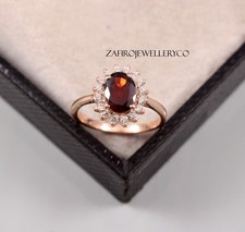 Garnet Ring, 925 Sterling Silver, Halo Ring, Anniversary Ring, Gift Her