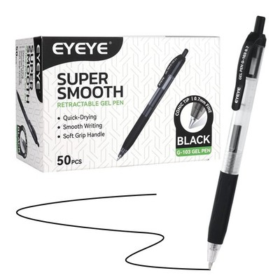 EYEYE G-103 Retractable Gel Pens Black 0.7mm, 50 Pack Medium 50 Pack, 