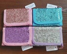 Girls TriFold Glitter Zip Wallet Children Kids Small Glitter in 4 Colours UK
