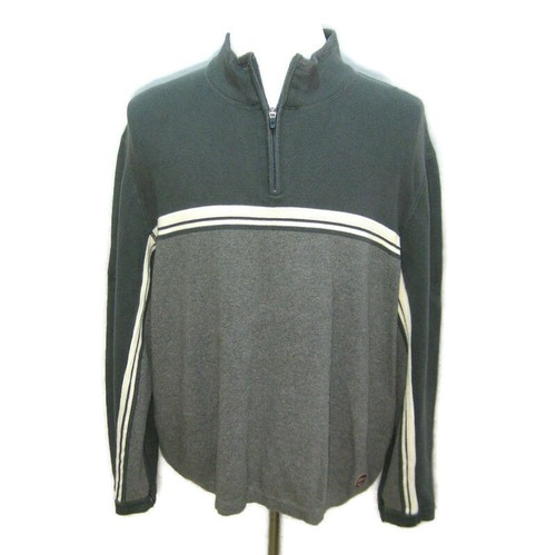 EDDIE BAUER Men's (Size XL) Gray Long Sleeve 1/4 Zip Sweater 100% Cotton Shirt - 第 1/5 張圖片
