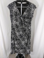 Black Label Evan Picone Black and White Wrap Style Dress SZ 8