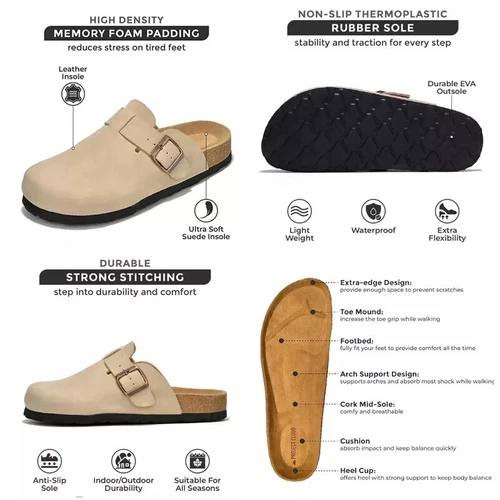 New Womens Clogs Mules Sandals Slip On Closed Toe Lightweight Soft Comfort Shoes - Picture 4 of 20