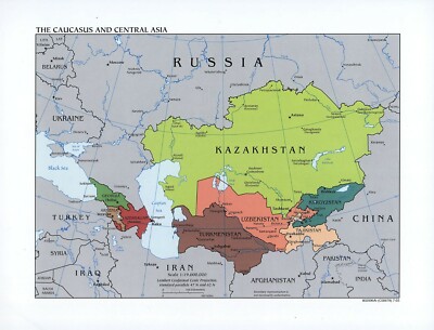 18'' x 24'' 2003 Map of Caucasus & Central Asia