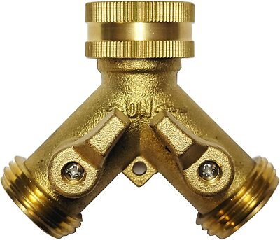 Brass hose splitter 2 way Heavy Duty Y Adapter Connector garden faucet double