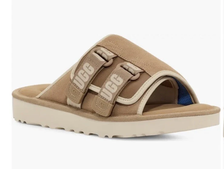 Ugg Goldenco Sandali Slide (11) Uomo NUOVI Scarpe Regolabili Sabbia 1142730 Pelle