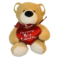 Dan Dee  Little Bit Country Teddy Bear 11" Stuffed Animal Valentine Heart Plush