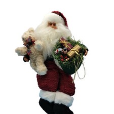 Santa Claus Shelf Sitter With Bag Of Presents Teddy Bear   10" sitting