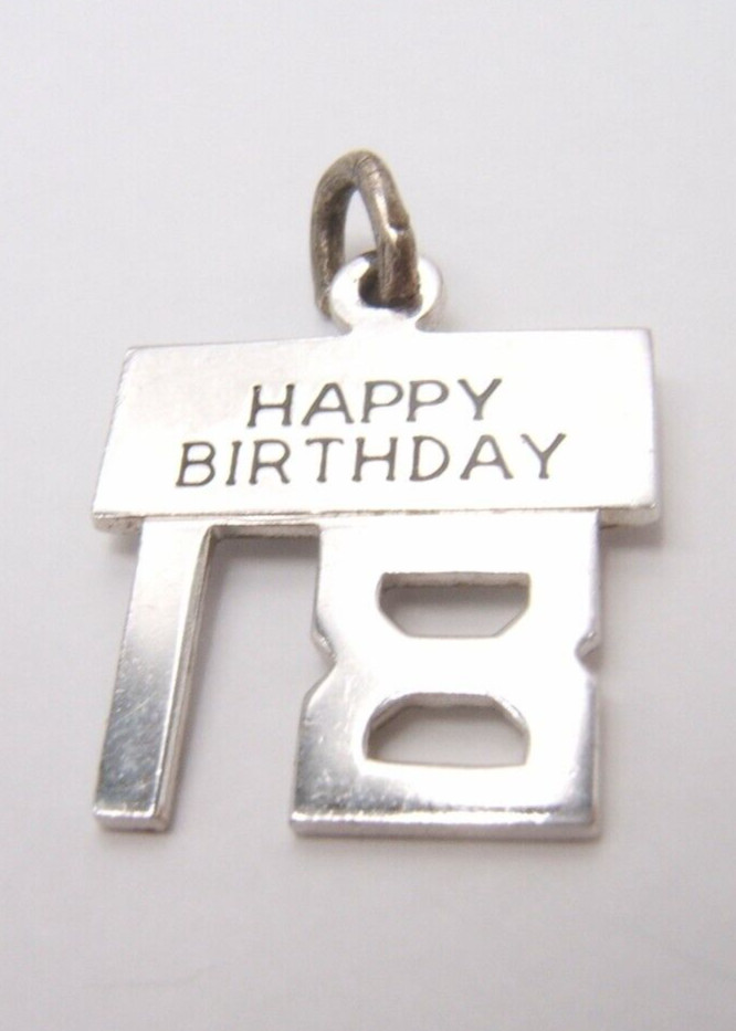 VTG WELLS STERLING SILVER CHARM HAPPY BIRTHDAY 18