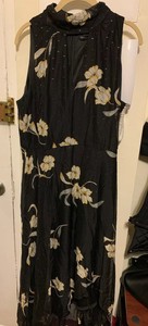 black dress with gold flowers