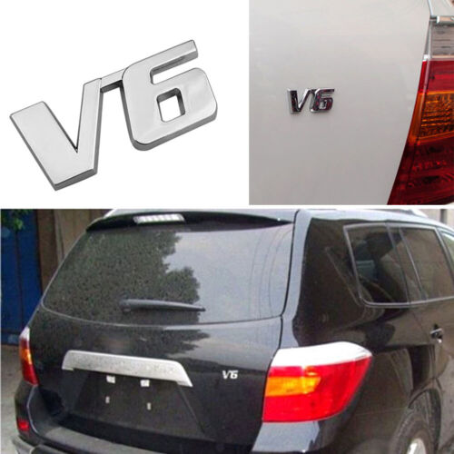 3D Chrome Metal V6 Car Auto Tailgate Sticker Trunk Lid Emblem Badge Decal - Bild 3 von 6