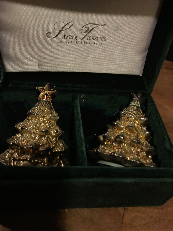 Silver Treasures by Godinger Christmas Tree salt and pepper shakers