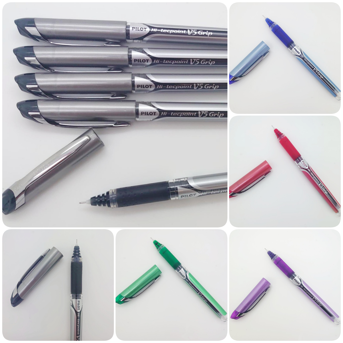 Pilot V5 Grip Hi-tecpoint Extra Fine 0.5mm Tip Black Blue Red