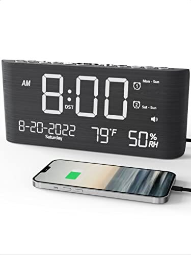 8.7 Inch Digital Alarm Clock with Adjustable Volume, Calendar & Temperature Display-image