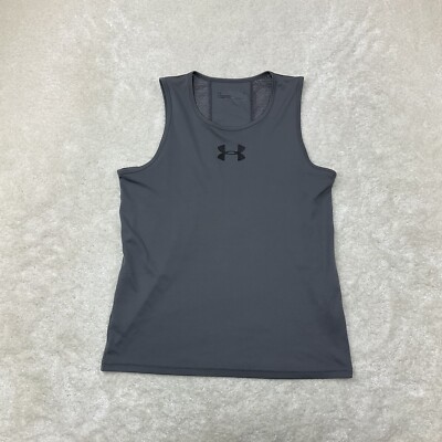 Under Armour Youth Boys Size L Heatwear Sleeveless Gray Athletic Tank Top 