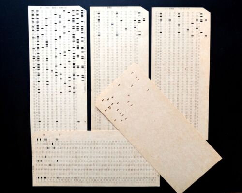 2x SCHEDE PERFORATE COMPUTER MAINFRAME VINTAGE. IBM formato scheda 80 colonne - Foto 4 di 6