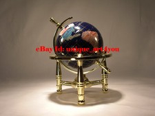 Unique Art 6-Inch Mini Table Top Gemstone World Globe with Gold Tripod Office