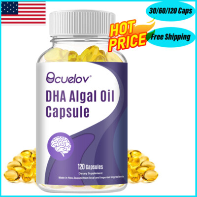 Vegan Omega-3 Algae Oil Capsules 600mg - with EPA, DHA -Supports Healthy Brain
