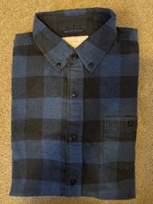 WEATHERPROOF Vintage Long Steeve Button Up Flannel Shirt BLUE Plaid Men's Sz M