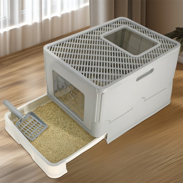 Katzentoilette Katzenklo Xxl Mit Hauben Toilette Katzen Wc Mit Deckel Groß 55Cm-image