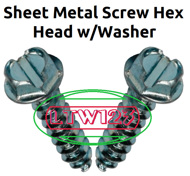 (25Pcs) #12-11x1-1/4'' Sheet Metal Screw Slot Hex Washer Head Type A Zinc