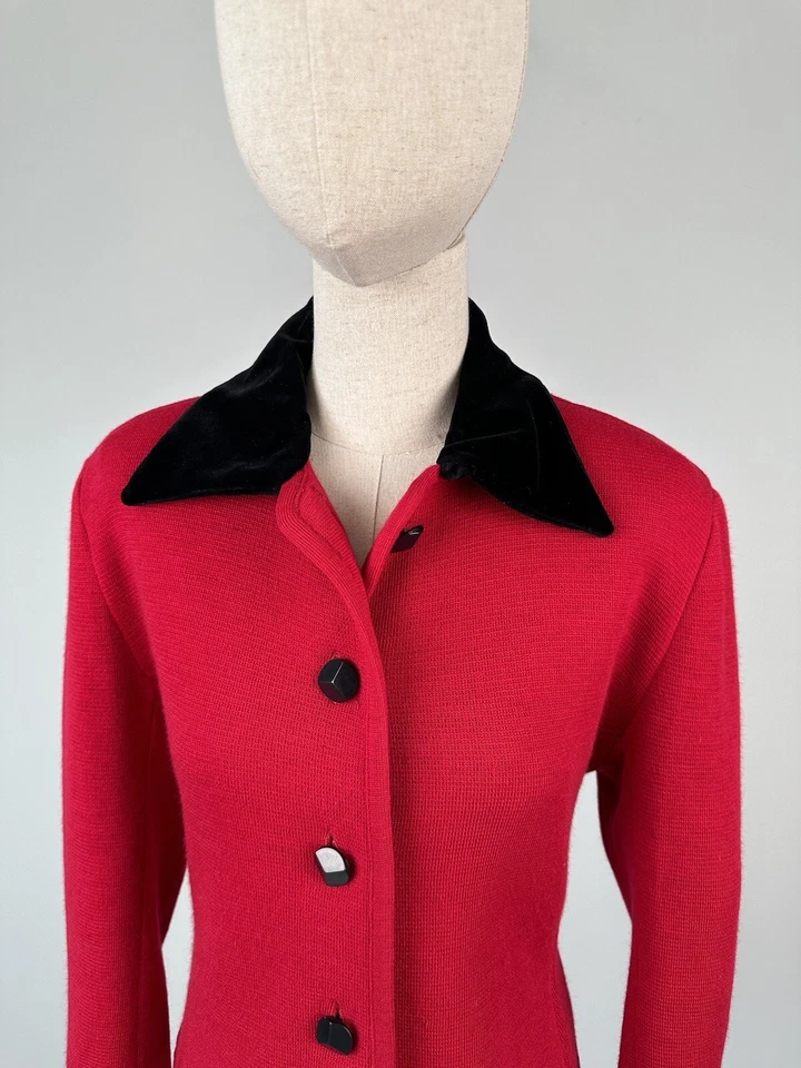 Chaqueta Blazer Vintage Años 70 SAINT LAURENT Mujer Lana Roja Talla 38 Foto 4 de 4