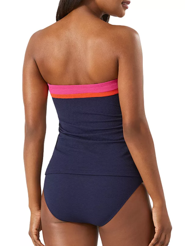 Tommy Bahama X6508 Island Cays Color Block Bandeau Tankini Top, Navy, XL - Picture 3 of 3