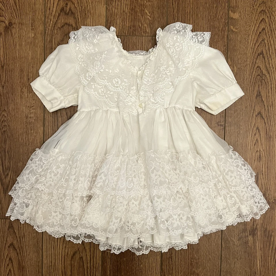Marthas Miniatures We're Fussy White Lace Full Circle Dress Sz 4 - Image 3 of 4