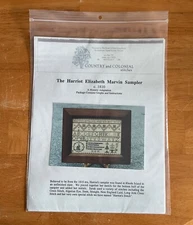 Country & Colonial Stitches “Harriot E Marvin Sampler” Cross Stitch Pattern NIP