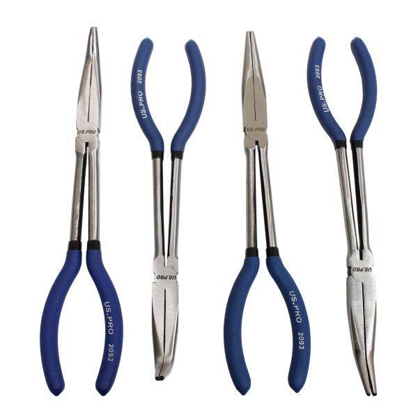 Long Needle Nose Pliers US PRO 4-Piece Long Reach Nose Pliers Set - 285mm Length, Model 2093 Model 2093 Plier Set - Foto 3