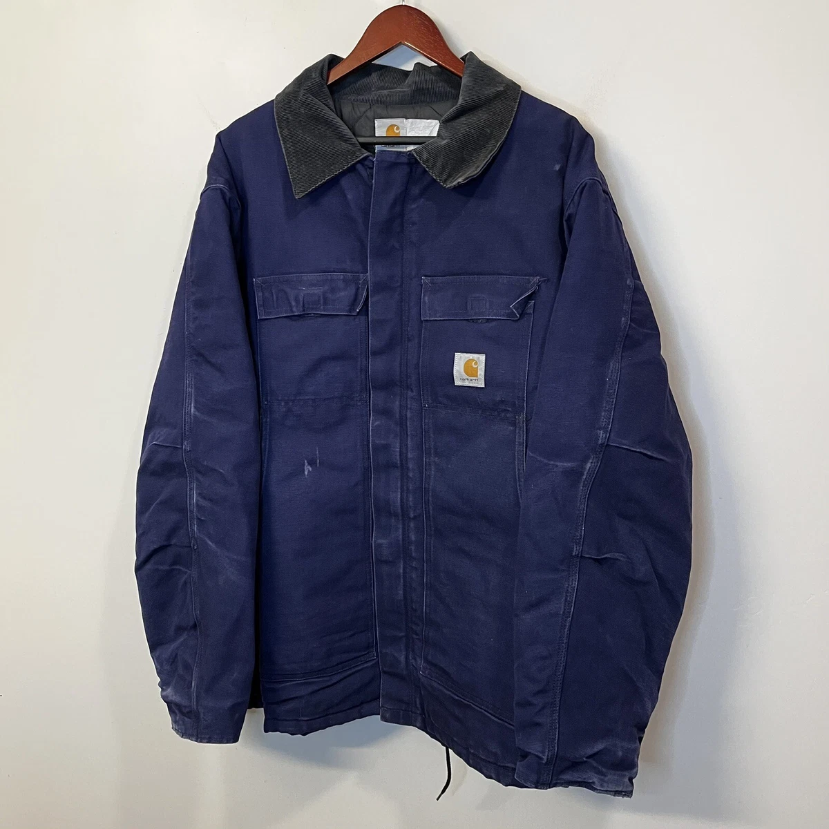 VTG 90s Carhartt Navy Blue Quilted Artic Duck Barn Chore Jacket XXL Union  USA