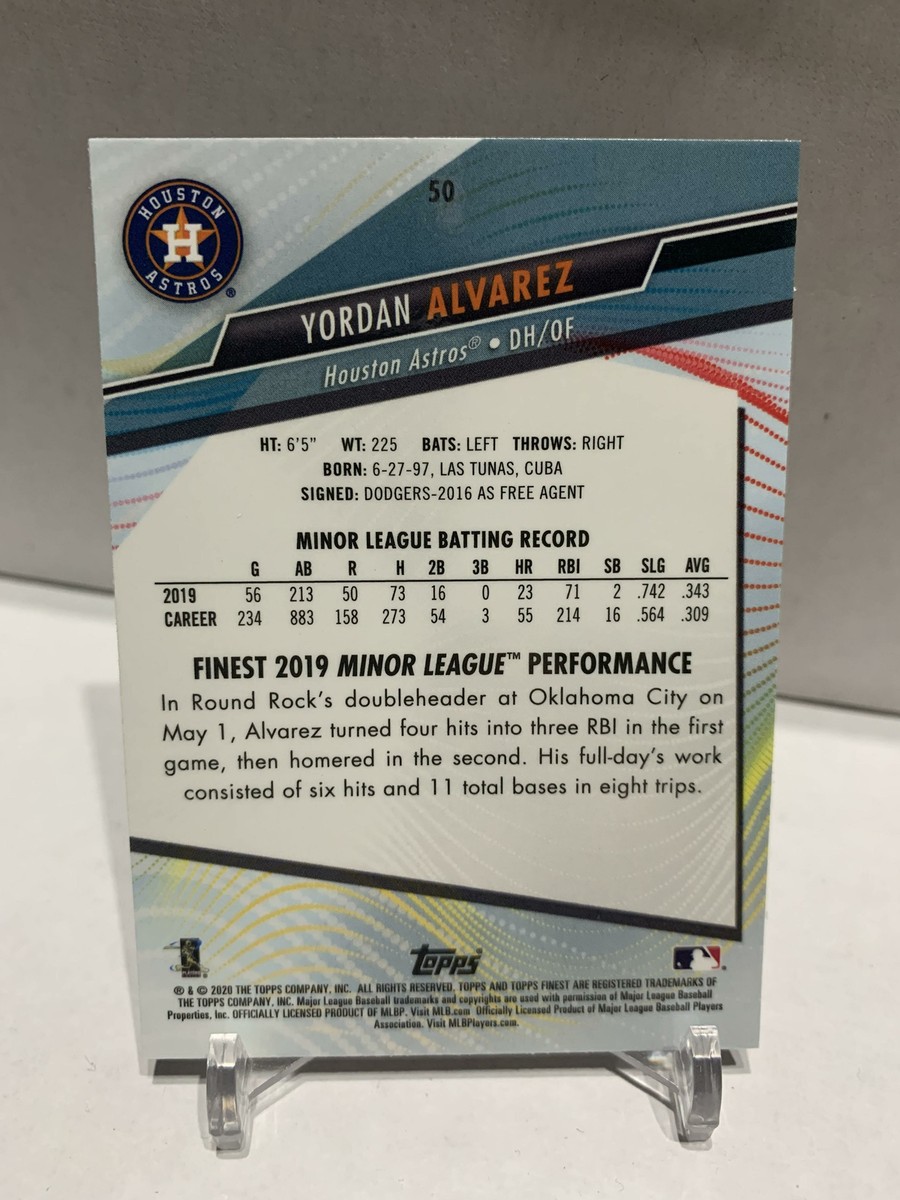 2020 TOPPS FINEST YORDAN ALVAREZ ROOKIE CARD RC HOUSTON ASTROS | eBay