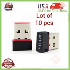 Lot of 10 Mini USB WiFi WLAN Wireless Network Adapter 802.11 Dongle RTL8188 WIN