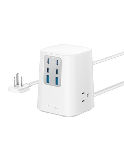 100W 9-in-1 USB-C Charging Station with 300J Surge Protection in White-image