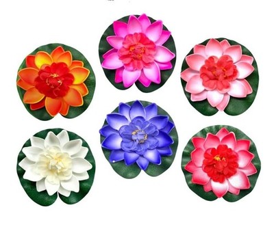 Myuiao 6 Pcs Large Floating Lotus Flowers Faux with Artificial Polychrome 