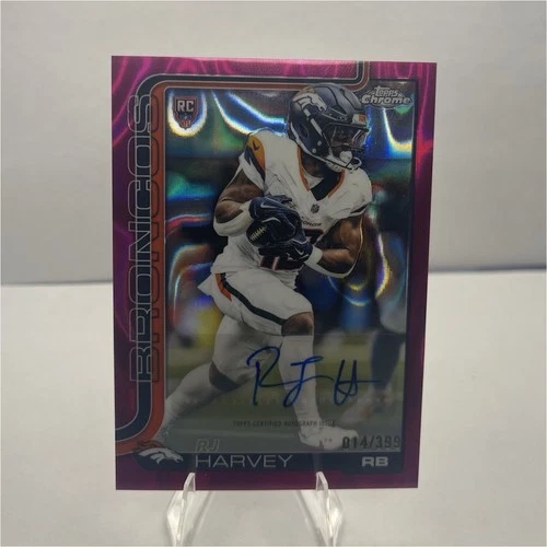 Topps 2025 Chrome Football RJ Harvey RA-RH Rookie Pink Lava Auto /399 Broncos